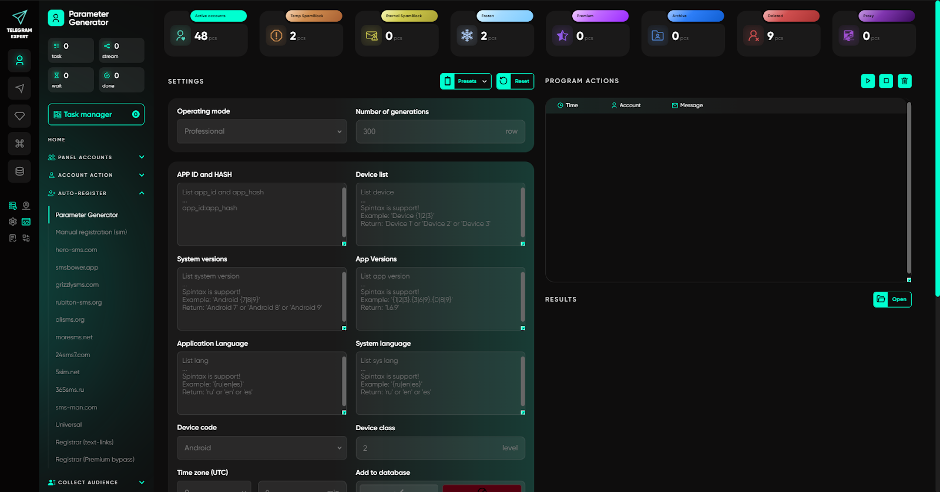 Telegram Expert settings