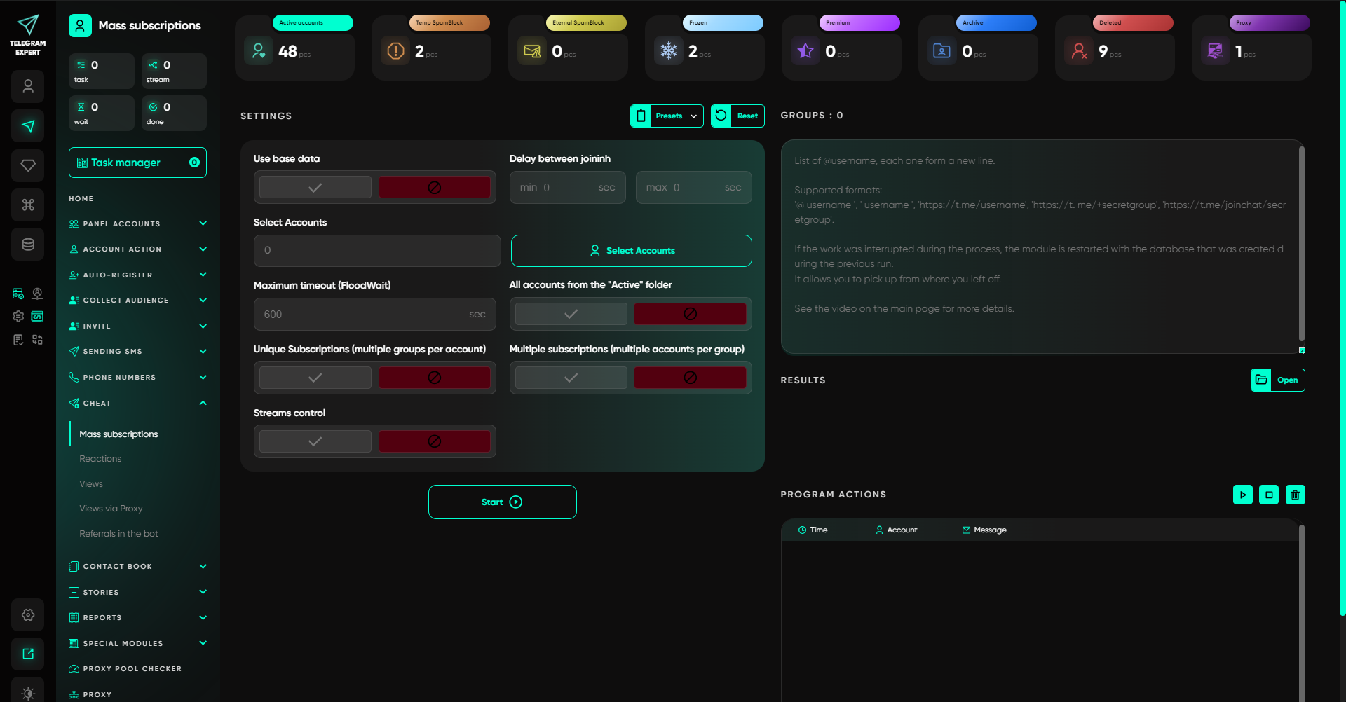 Adding Astro residential proxies to Telegram Expert automation tool