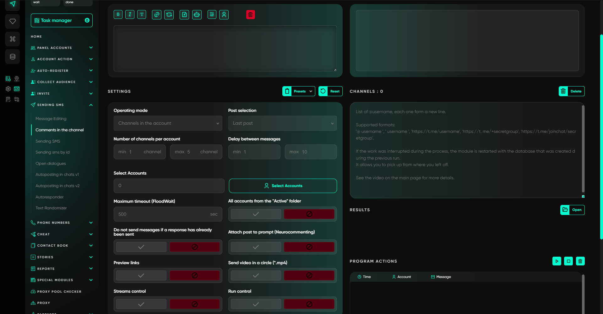 Telegram automation setup with Astro proxy network
