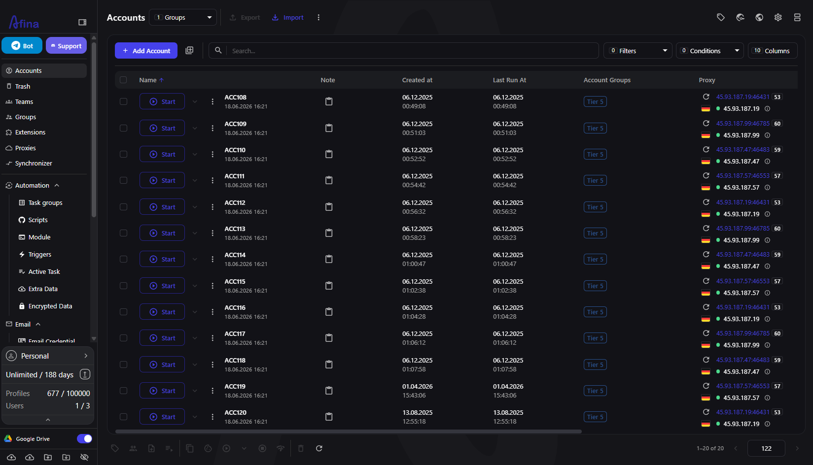 Afina Browser screenshot