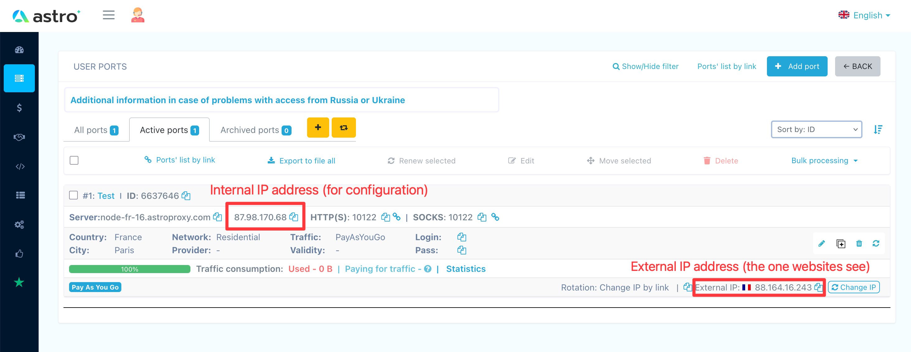 Proxy IP address