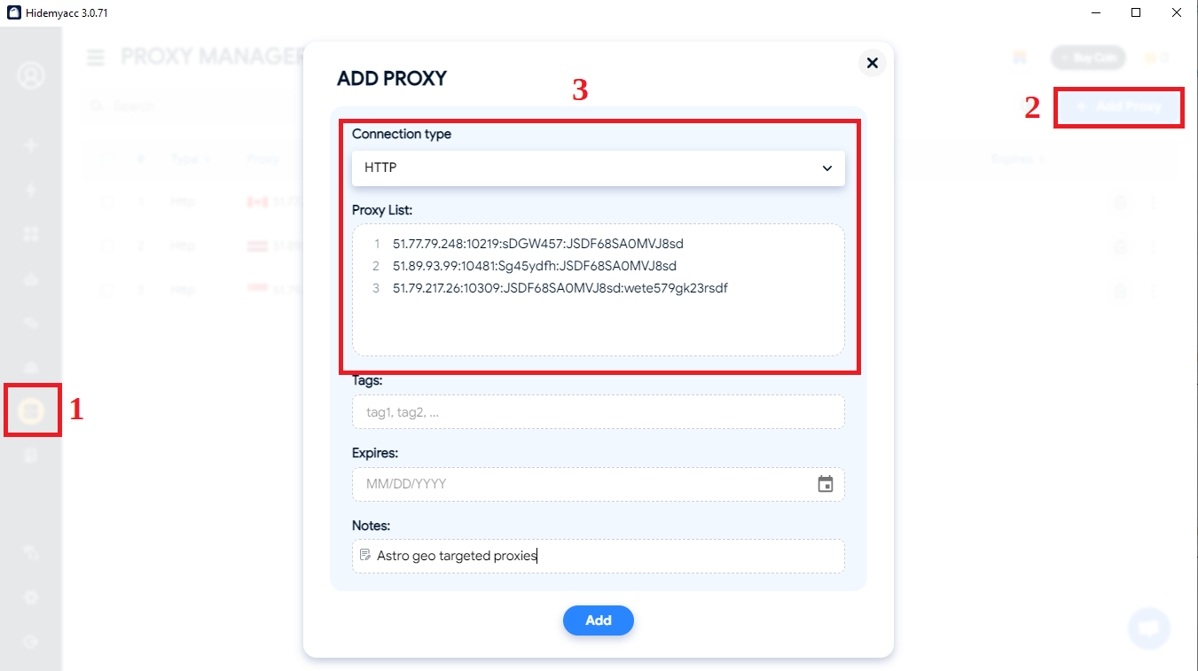 Integration of Astro proxies into Hidemyacc